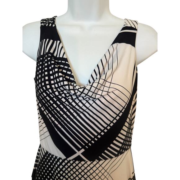 White Houst Black Market Slip Overhead A-Line Abstract Sleeveless Dress. 00 - Picture 4 of 8